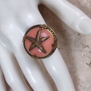Patrice Coral Starfish Round Ring